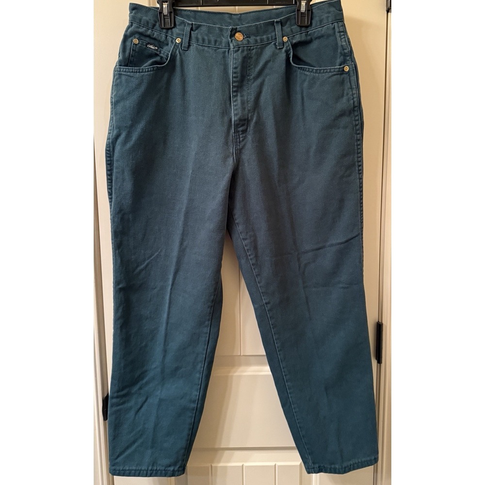 Vintage CHIC Teal Green Jeans 20 WP Made in USA High Waist Mom Tapered Leg 32x26